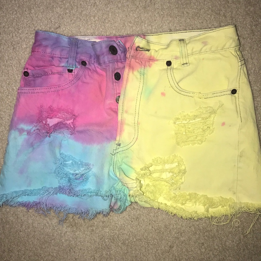 High waisted tie dye shorts